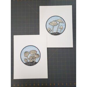 Larry Kissick Pair of Mushroom Numbered Prints Canadian Artist Signed 1982